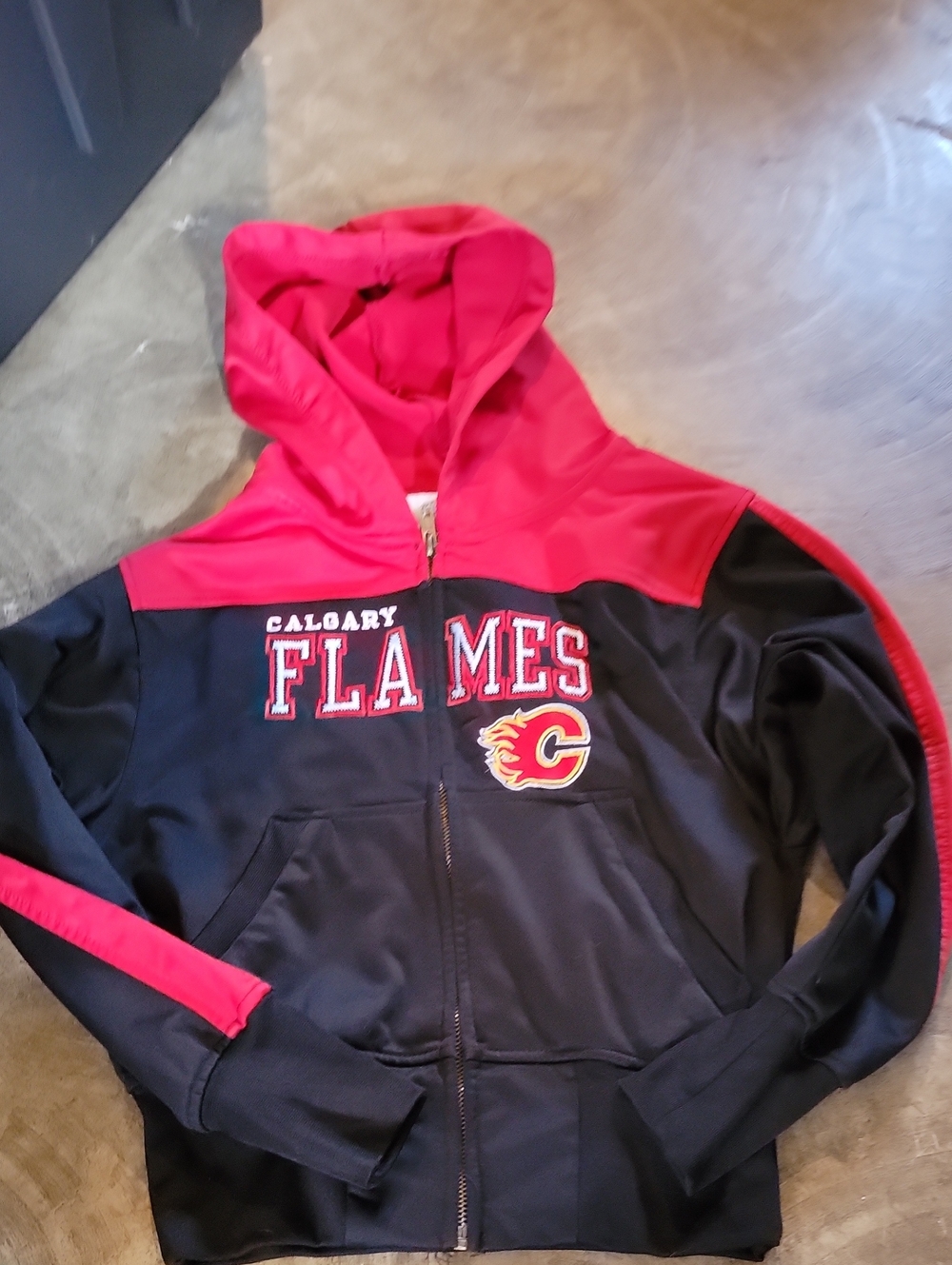 Calgary Flames Kids' Red and Black Full-Zip Hoodie